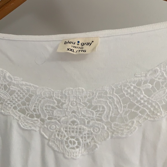 (2/$20) Bleu Gray XXL White Lace T-Shirt - Picture 2 of 3